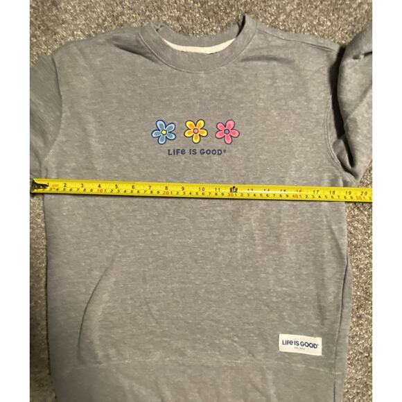 Life Is Good Gray Sweatshirt with Floral Design - Picture 5 of 9